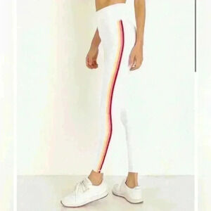 Spirtual Gangster rainbow 🌈  white track leggings sz small